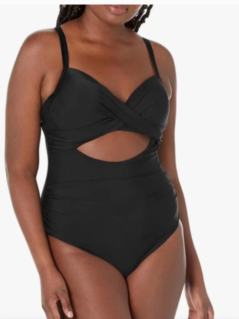 Shade & Shore Black Ruched Side One-Piece Swimsuit